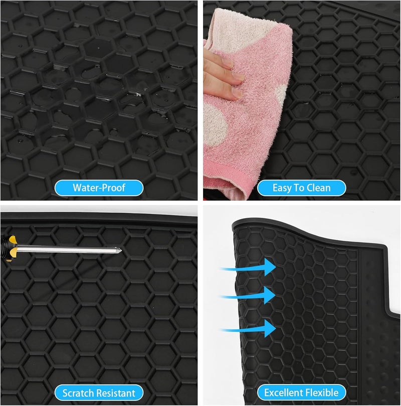 Matericuo Car Rubber Floor Mat for Honda Pilot 2016-2021 - Custom Fit Black Red Auto Liner Mats - Image 5