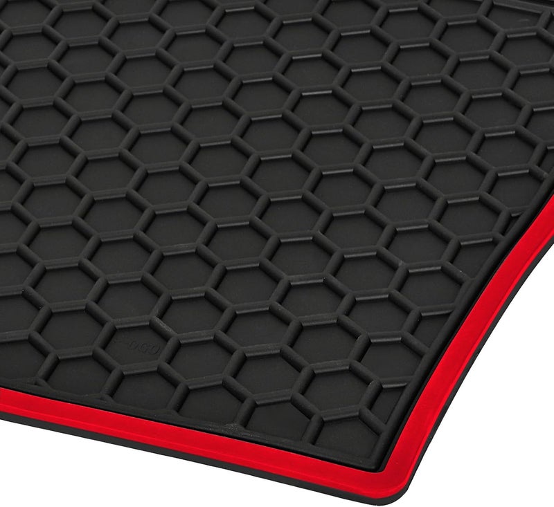 Matericuo Car Rubber Floor Mat for Honda Pilot 2016-2021 - Custom Fit Black Red Auto Liner Mats - Image 2