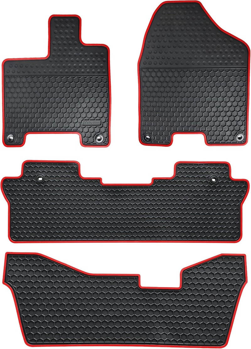 Matericuo Car Rubber Floor Mat for Honda Pilot 2016-2021 - Custom Fit Black Red Auto Liner Mats - Image 1