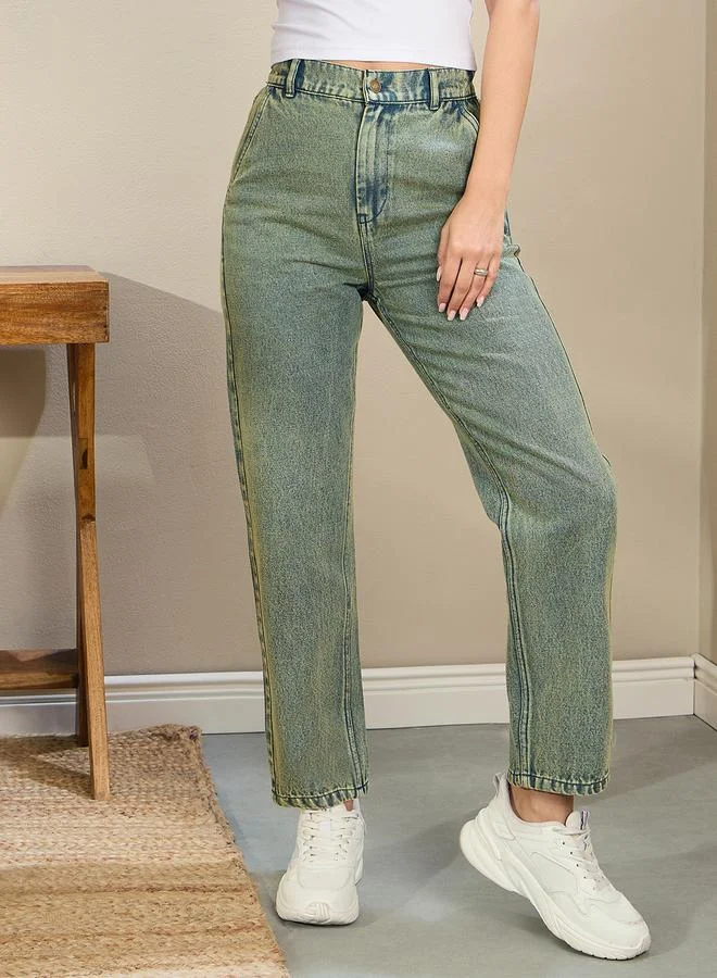 SASSAFRAS Sassafras Women High Rise Washed Tapered Jeans