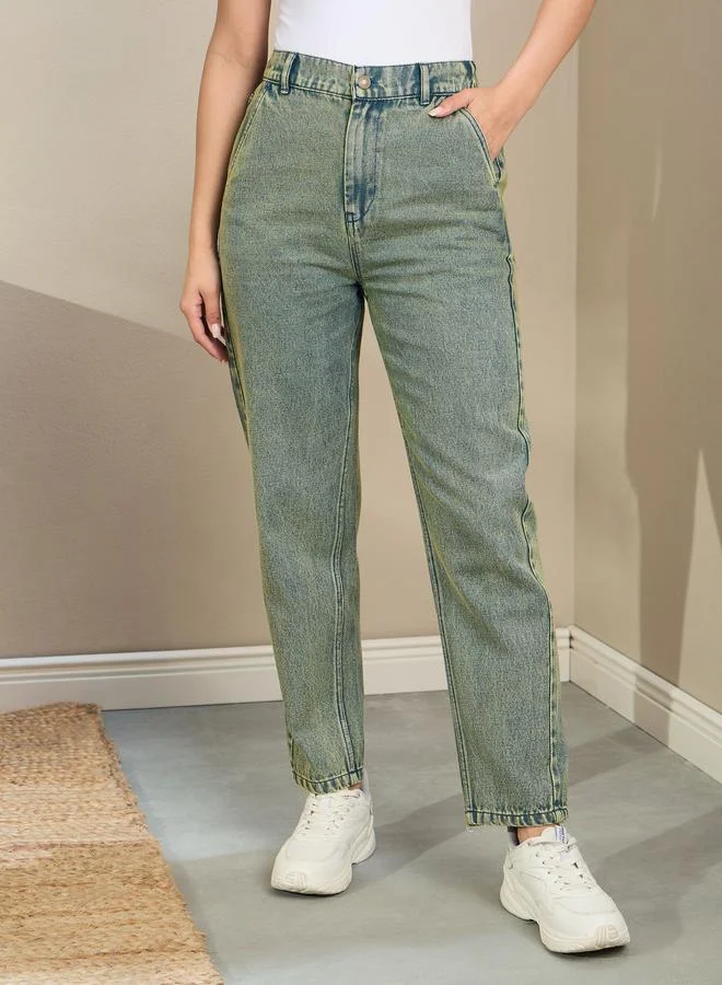 SASSAFRAS Sassafras Women High Rise Washed Tapered Jeans
