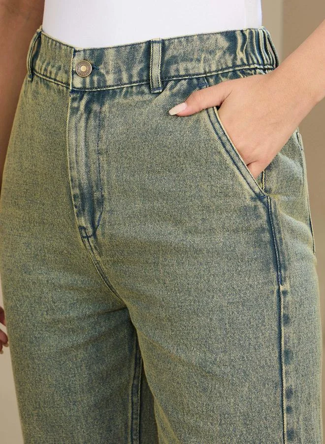 SASSAFRAS Sassafras Women High Rise Washed Tapered Jeans