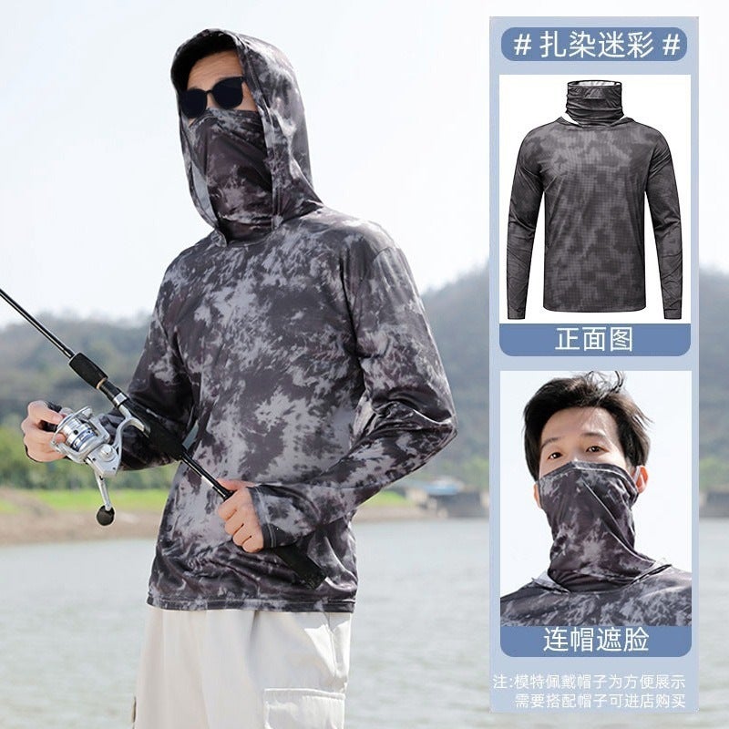 Qi Ta Summer Men's Ice Silk Quick-Dry Breathable Ultra-Thin Anti-Mosquito Fishing Shirt - Image 3