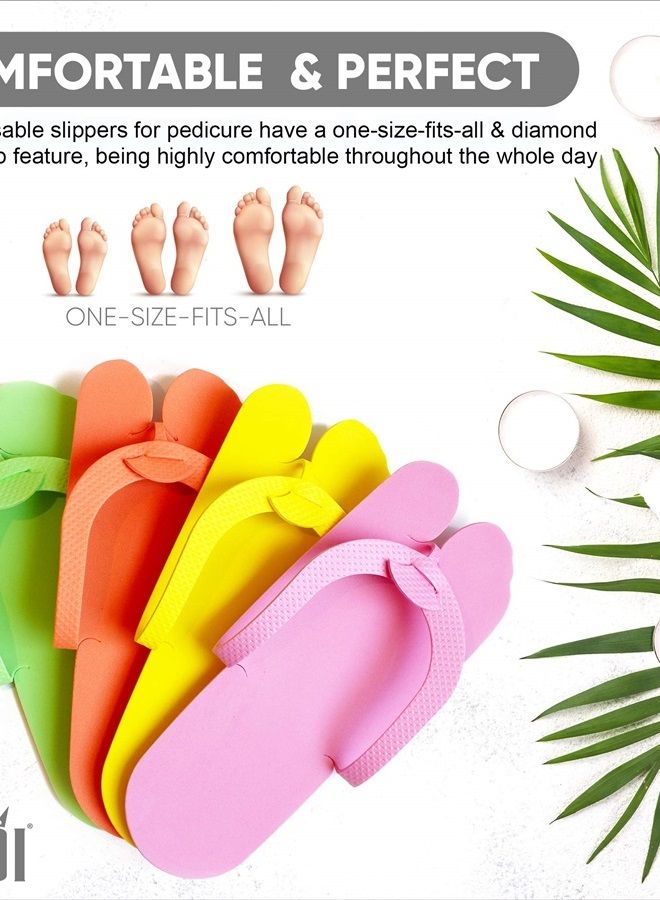 ZMOI Pedicure Slippers – EVA Foam 12 Pairs – One Size Fits All Disposable Anti-Slip Flip Flops for Pedicure – Comfortable and Safe – 4 Fun Colors – Ideal for Spa, Nail Salon Multi - Image 1