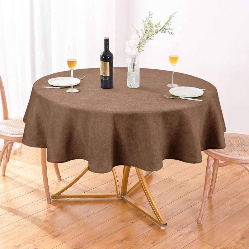 AUSSPVOCT Textured 60 Inch Round Tablecloth Up to 40 Tables Waterproof SpillProof Wipeable Fall Table Cloth Wrinkle Free Circle Dining Table Cover for Kitchen Farmhouse Christmas Holiday Decor