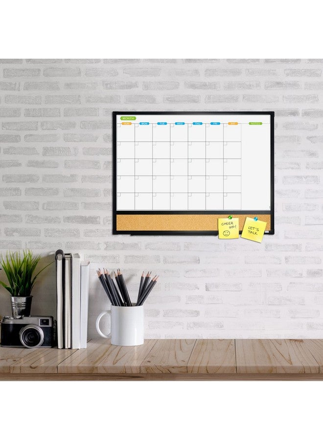 JILoffice Magnetic Calendar Whiteboard & Bulletin Corkboard Combination, Combo Board 24 X 18 Inch, Black Aluminum Frame Wall Mounted Board For Office Home And School With 10 Push Pins - Image 4