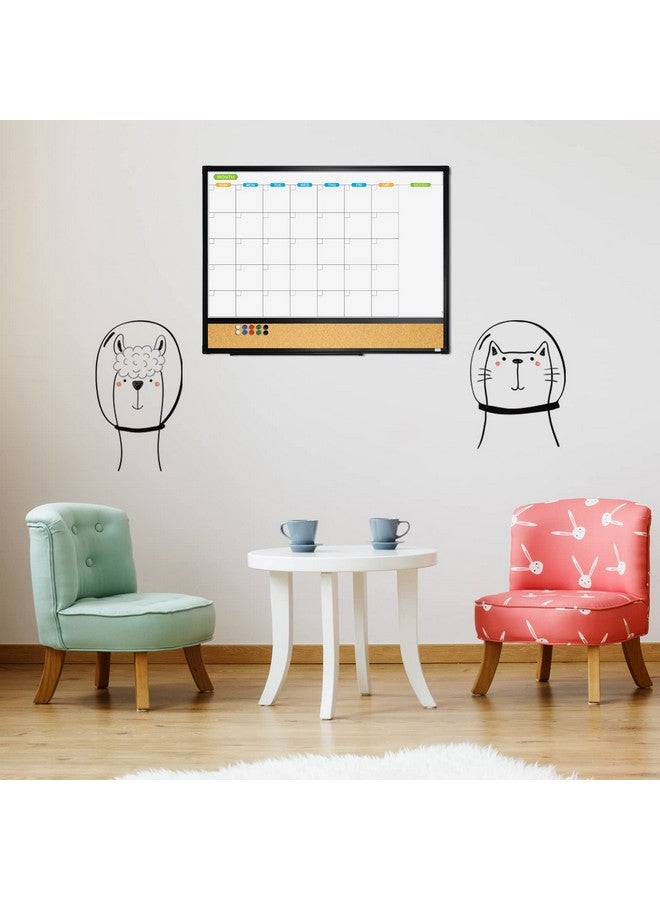 JILoffice Magnetic Calendar Whiteboard & Bulletin Corkboard Combination, Combo Board 24 X 18 Inch, Black Aluminum Frame Wall Mounted Board For Office Home And School With 10 Push Pins - Image 5