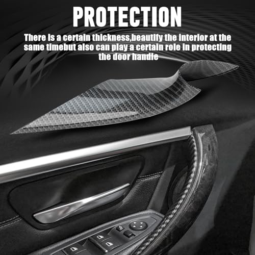WEILEITE Interior Inner Inside Sticky Door Pull Handle Cover Fit BMW 320,328,330,335,M3 3 Series F30/F31/F34/F80 2012-2018 418,420,428,430,435,M4 4 Series F32/F33/F36/F82/F83 2014-2017(Carbon Fiber) - Image 4