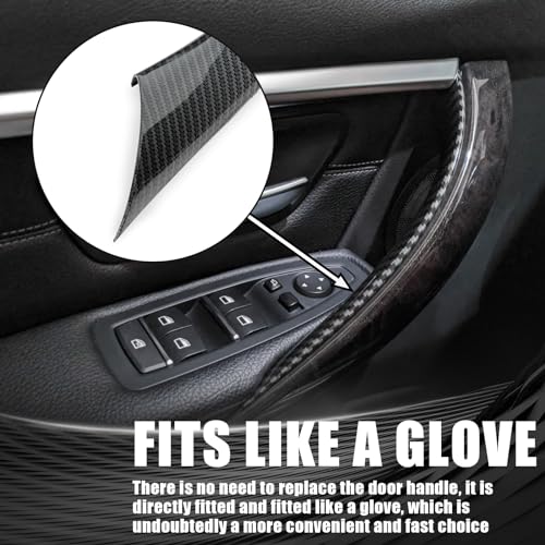WEILEITE Interior Inner Inside Sticky Door Pull Handle Cover Fit BMW 320,328,330,335,M3 3 Series F30/F31/F34/F80 2012-2018 418,420,428,430,435,M4 4 Series F32/F33/F36/F82/F83 2014-2017(Carbon Fiber) - Image 5