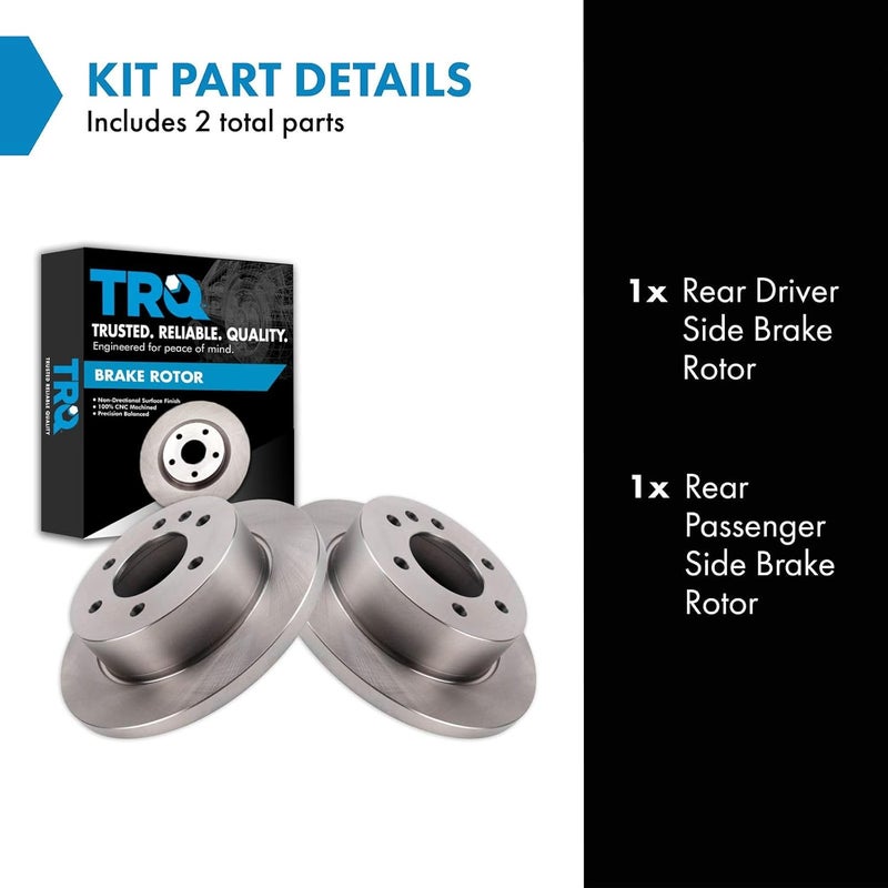TRQ Rear Brake Rotors Set Solid Compatible with 2019-2020 Freightliner Sprinter 2500 Sprinter 3500 2019-2021 Mercedes-Benz Sprinter 1500 - Image 2