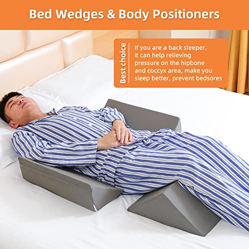 Fanwer Bed Wedges & Body Positioners (3 in 1), 40 Degree Wedges for Bed Positioning,Positioning Pillows for Elderly, Wedge Pillow for Bed Sores, Side Sleeping, After Surgery, Knees Elevated,Back Pain - Image 3