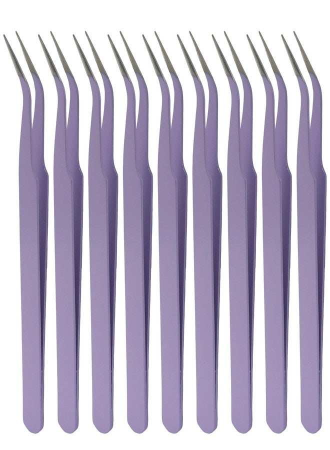 Murtenze 9 Pack Precision Tweezers, Stainless Steel Craft Curved Pointed Long Tweezer with Protective Cover for Eyelash Extensions, Jewelry Making, Rhinestones, Nail Art (Purple) - Image 1