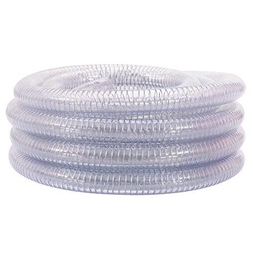 DAVCO 3/4" ID x 5 ft PVC Reinforced Tubing With Spiral Steel Wire, High Pressure Flexible Vinyl Hose Heavy Duty Clear Suction Tube,Non-Toxic, Vacuum Dust Collection Pipe - Image 2