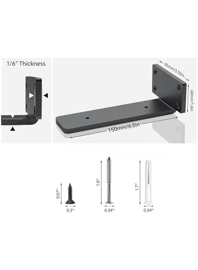 Heavy Duty Floating Shelf 2PCS Black Metal Wall Mount Brackets 200mm Cast Iron Support - Image 5