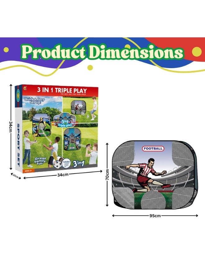 Home Smart Home Smart Rugby Soccer and Baseball 3 in 1 games for toddlers 3 in 1game set includes rugby ball, soccer ball, baseball ball baseball bat hand air pump and 3in1 tent perfect for gift.  - Image 2