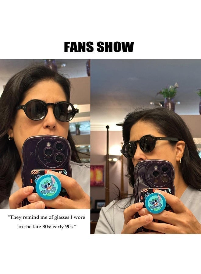 CIKJUK Polarized Sunglasses for Men Women Round Trendy Sun Glasses UV400 Protection Men's Women's Sunglass Chunky Mens Shades 90s Circle Sun Glas Retro Eyewear Black - Image 4