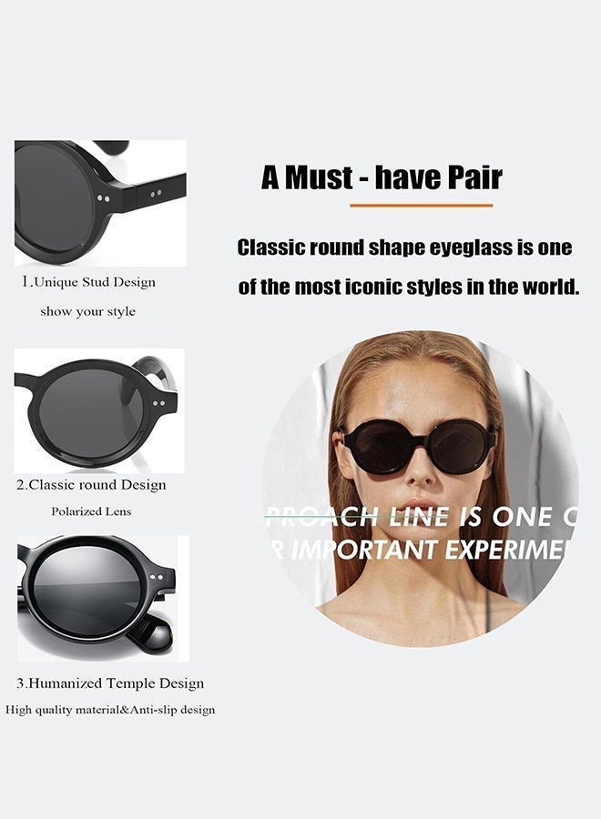 CIKJUK Polarized Sunglasses for Men Women Round Trendy Sun Glasses UV400 Protection Men's Women's Sunglass Chunky Mens Shades 90s Circle Sun Glas Retro Eyewear Black - Image 5