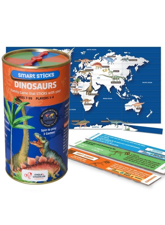 Chalk and Chuckles Smart Sticks Dinosaurs Trivia Game from Super Fun Family World Map Puzzle | Educational Game for Ages 7 + - Image 1