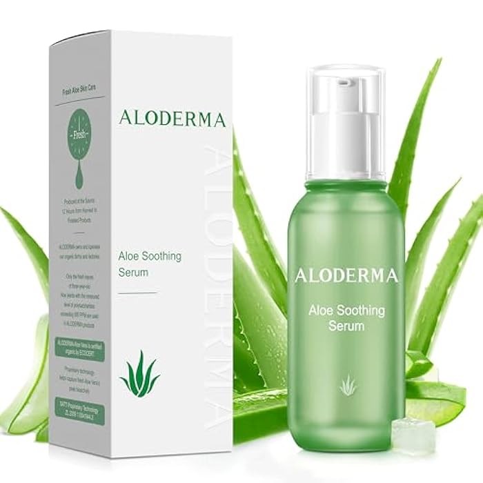 Aloderma Soothing Face Serum with 65% Organic Aloe Vera - Freshly Harvested Aloe for Sensitive Skin with Beta-Glucan & Arginine - Calming, Nourishing & Revitalizing Facial Serum for Clean Skin, 1.7oz - Image 1