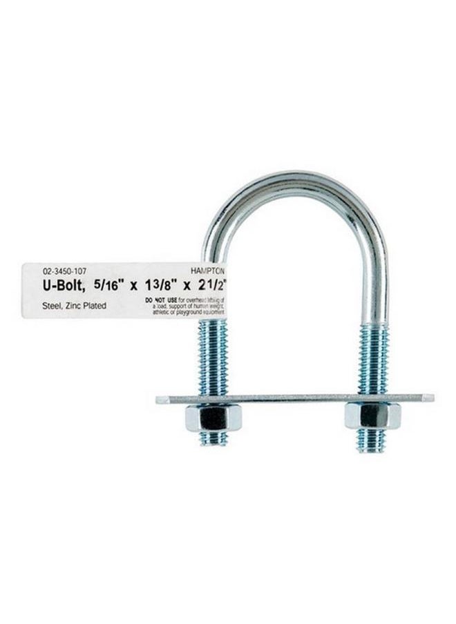 Hampton Durable Coarse Threaded Zinc Plated Steel U Bolt Silver 51608  - Image 1