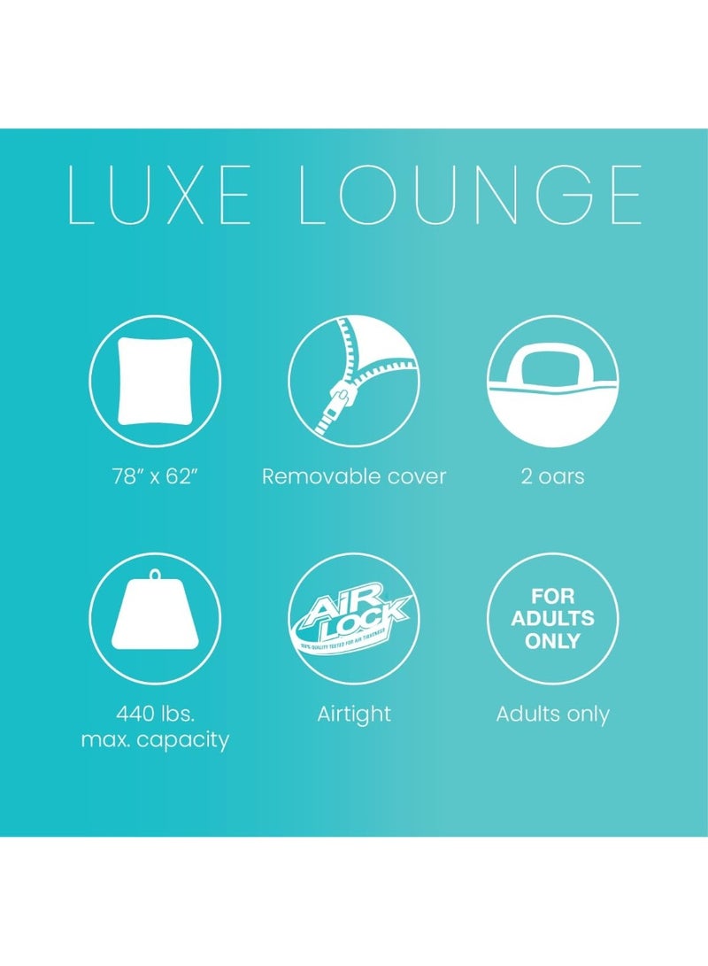 INTEX Luxe Lounge Inflatable Pool Mat: Removable Fabric Cover – 2 Soft Handles – 440 Weight Capacity – 78" x 62" – One Mat, Color May Vary - Image 3