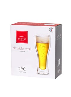 CRISTAL AKDC 2 Pieces Double Wall Tumbler, Elegant Classic Design, Perfect Glasses for Water  - Image 1