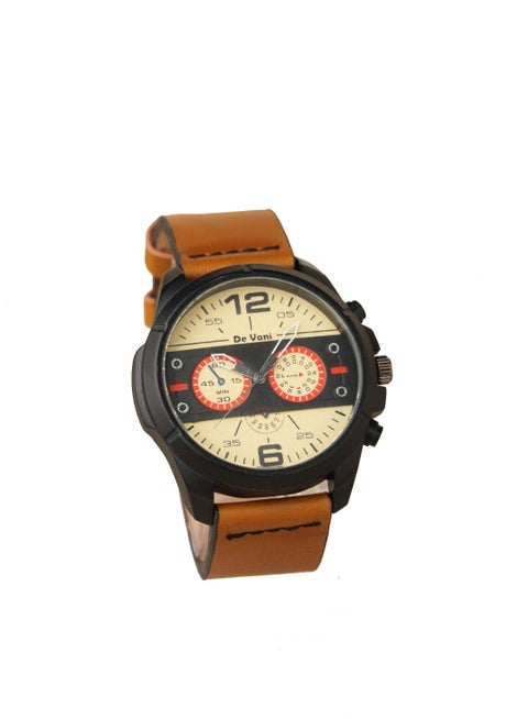 Men Wrist Watch Leather Band Decorative Chronograph