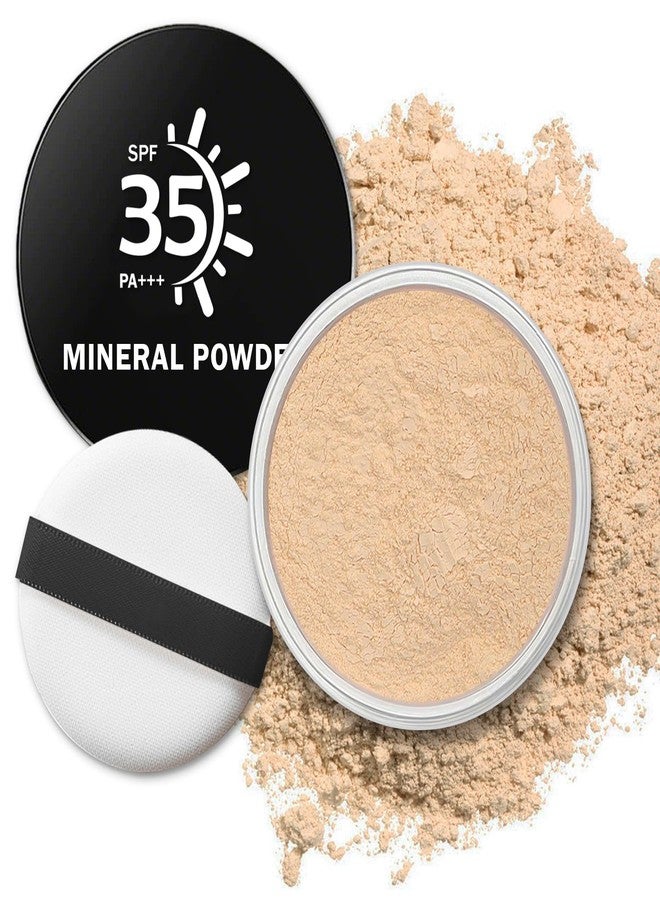 QIUFSSE Mineral Foundation Powder,SPF 35,Lightweight Mineral Sunscreen Powder for Face,Reduces Shine,Talc Free Foundation,0.35 oz,01 Fairly Light - Image 1