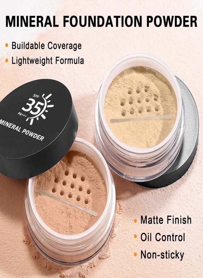 QIUFSSE Mineral Foundation Powder,SPF 35,Lightweight Mineral Sunscreen Powder for Face,Reduces Shine,Talc Free Foundation,0.35 oz,01 Fairly Light - Image 3