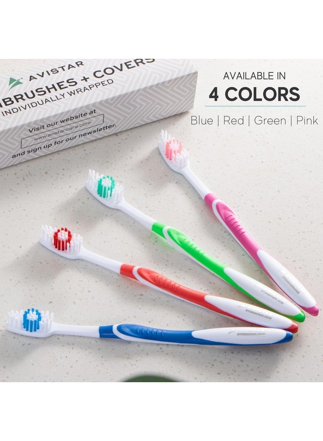 Avistar 104 Pack Bulk Toothbrushes w/Cover Caps, Individually Wrapped Disposable Travel Toothbrush, Value Size, Long Lasting 3+ Months, Med-Soft Manual Teeth Brush Bristles, 4 Colors (Red Green Blue Pink) - Image 4