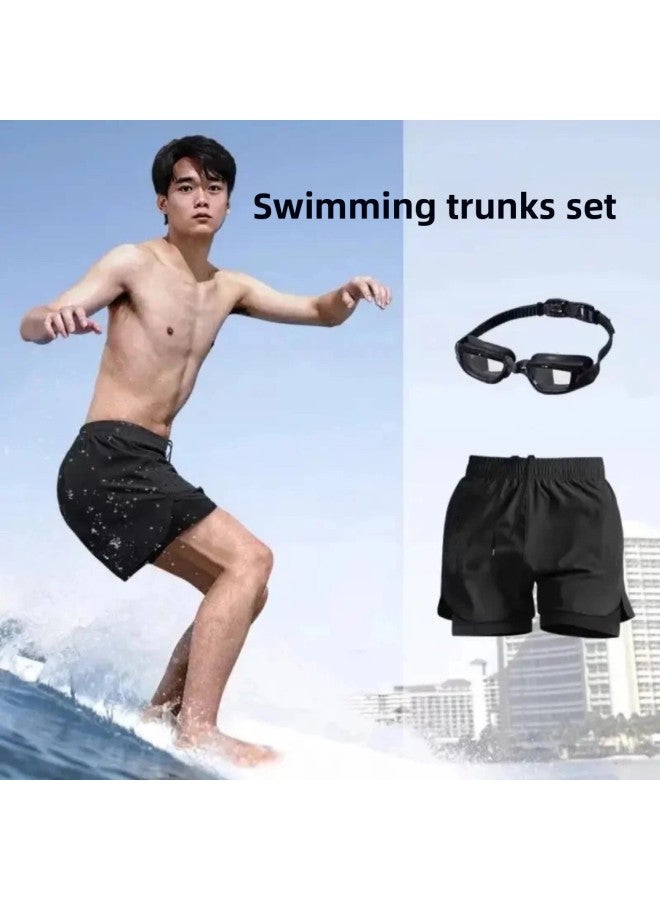 Generic Summer Trendy Sports Swimming Trunks Shorts Men's Marathon Running Fitness Three-point Fake Two-piece Casual Pants Cross-border