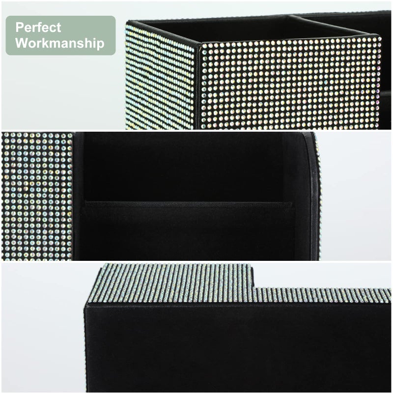 KEYPOWER Desk Pen Pencil Holder Bling Pasted Rhinestones Paper Stationery Storage Box, Multi-functional Organizer for Pen,Pencil,Cell phone,Business Name Cards,Eye Glasses,Remote Control Holder (Color) - Image 4
