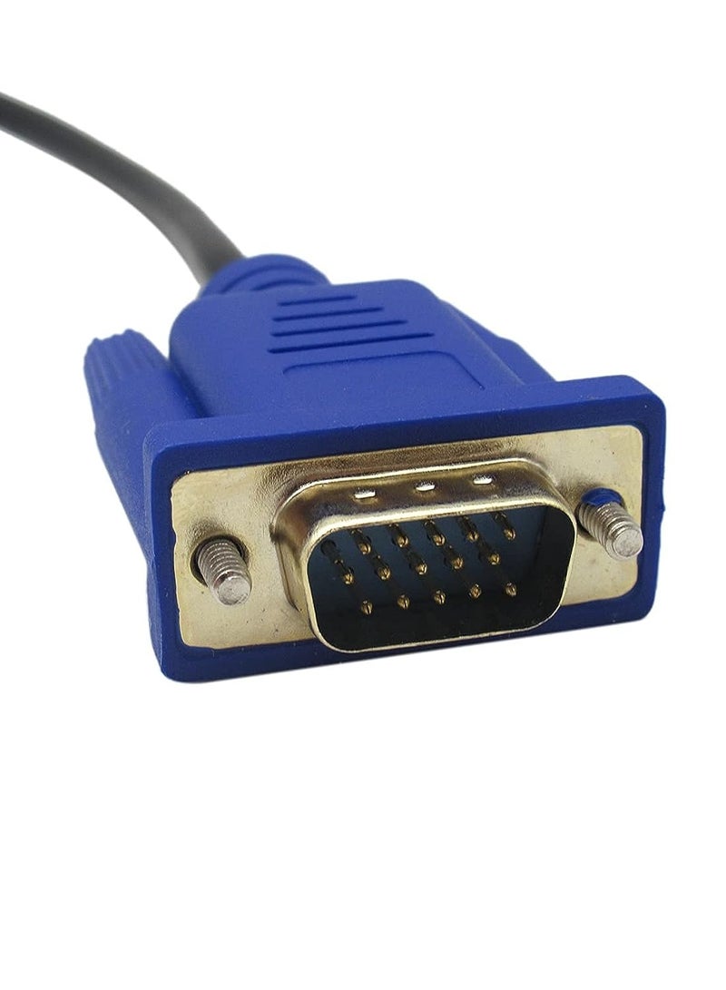 كابل محول HDMI إلى VGA 4.92ft / 1.5m مطلي بالذهب 1080P HDMI ذكر إلى VGA ذكر محول الفيديو النشط الحبل للكمبيوتر المحمول دي في دي لاعب كمبيوتر محمول جهاز عرض التلفزيون الخ - Image 4