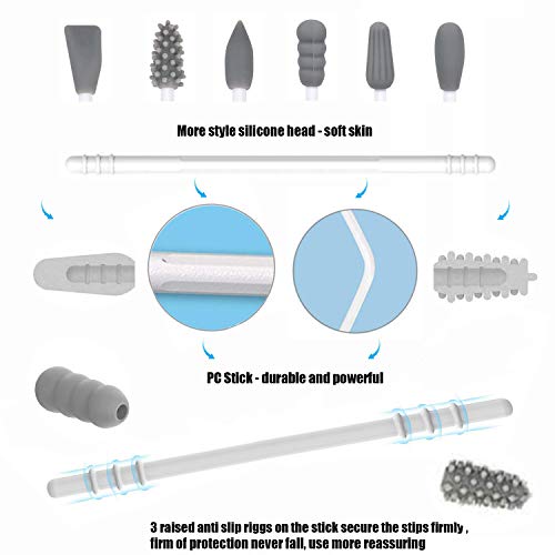 Storgem Strogem Reusable Cotton Swabs with 1 Mirror for Makeup Application and Cleaning, Multifunctional Portable Washable Silicone Q-Tip (gray) - Image 5