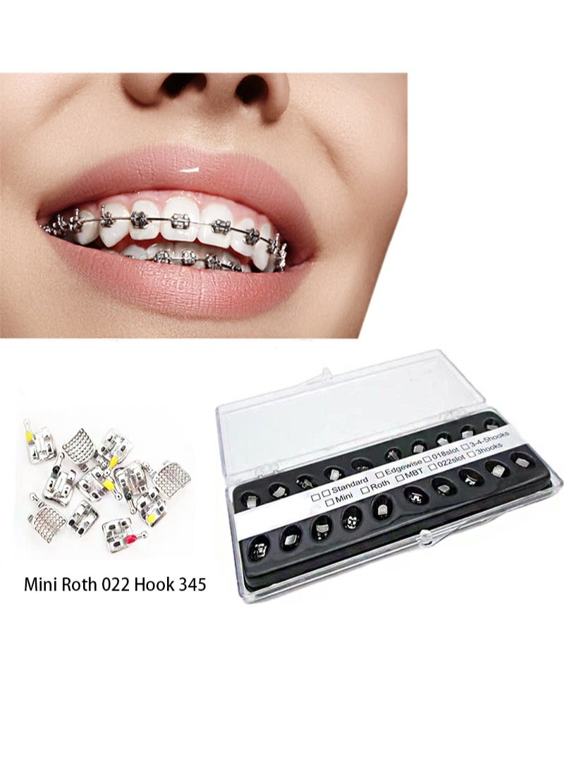 HaLunhi 20 Pieces Of Dental Brackets，Including Tooth Model Mini Roth Bracket Roth 022 Slot Can Be Glued，Mini Roth 022 Hook 345  - Image 1