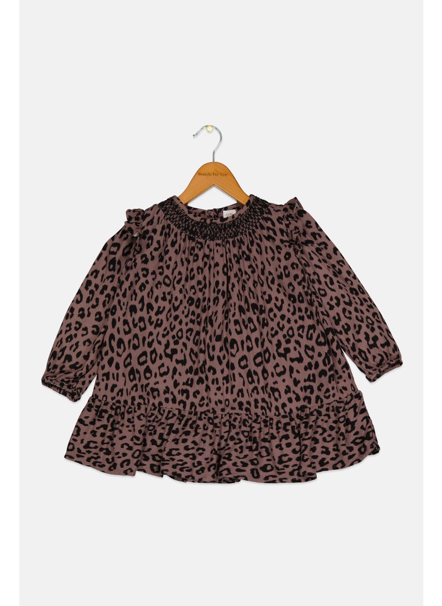GAP - Toddlers Girl Animal Printed Long Sleeve Dress, Multicolor - Image 1