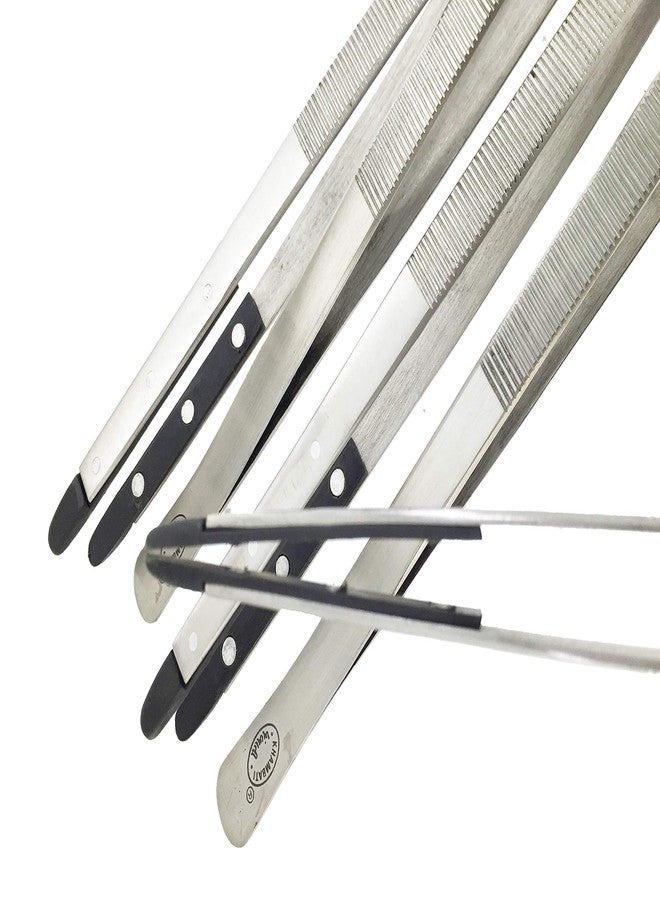 SWISSO 5PC Jewellery Making IC SMD SMT Plastic Head Stainless Steel Tweezers Antistatic Tools Long Plastic Head Tweezer Total Length 10" - Image 1