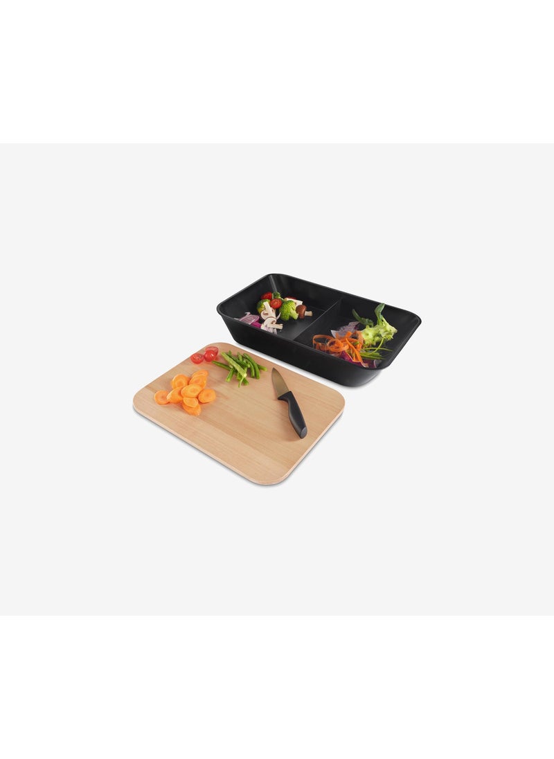 Tchibo Wooden Cutting Board, Natural Beech and Black  - Image 2