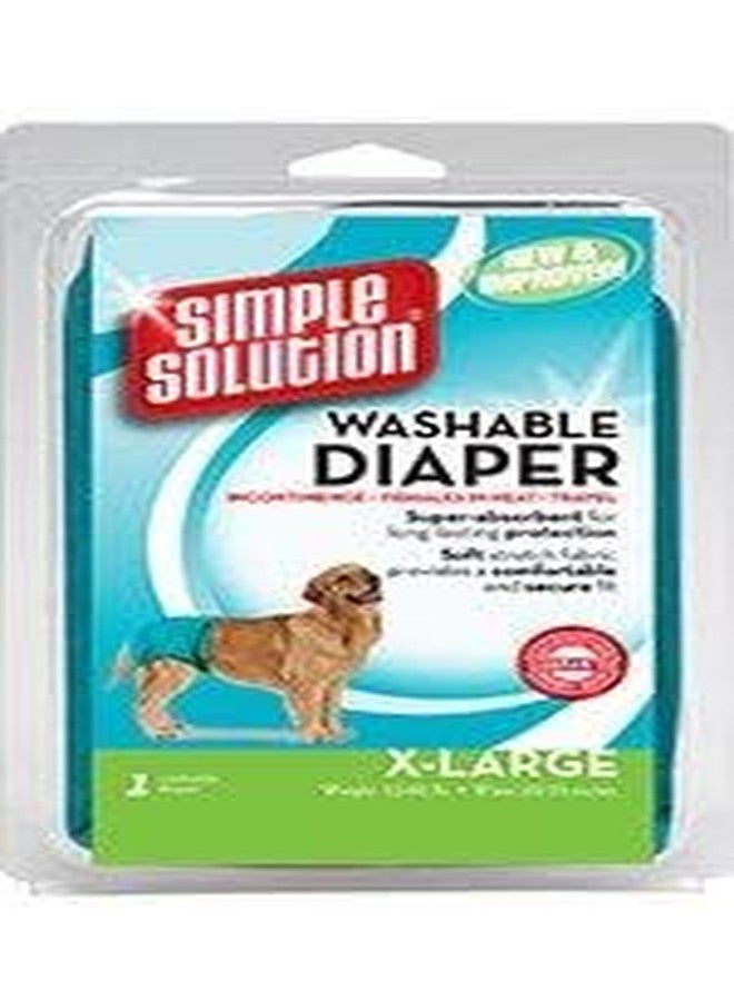 سيمبل سوليوشن حفاضات سيمبل سوليوشن القابلة للغسل للكلاب الإناث، فائقة الامتصاص، مانعة للتسرب، ناعمة ومريحة للكلاب مع فتحة للذيل، أشرطة قابلة للتعديل، سهلة الغسل والتجفيف، عبوة من 6 قطع (مقاس كبير جدًا) - Image 1