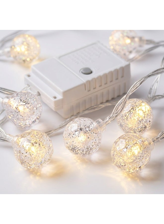 طلال أضواء سلسلة كروية LED - أضواء خرافية دافئة باللونين الأصفر والأبيض مع كرات فقاعية لامعة، أضواء سلسلة داخلية وخارجية مزخرفة لغرفة النوم، وحفلات الزفاف، والحفلات، والستائر، والفناء، وديكور المنزل في العطلات - Image 3