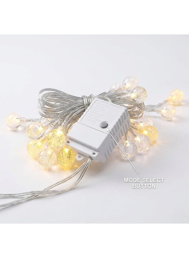 طلال أضواء سلسلة كروية LED - أضواء خرافية دافئة باللونين الأصفر والأبيض مع كرات فقاعية لامعة، أضواء سلسلة داخلية وخارجية مزخرفة لغرفة النوم، وحفلات الزفاف، والحفلات، والستائر، والفناء، وديكور المنزل في العطلات - Image 4