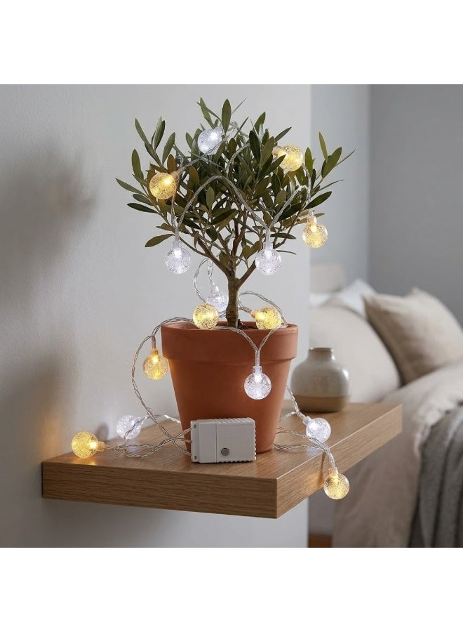 طلال أضواء سلسلة كروية LED - أضواء خرافية دافئة باللونين الأصفر والأبيض مع كرات فقاعية لامعة، أضواء سلسلة داخلية وخارجية مزخرفة لغرفة النوم، وحفلات الزفاف، والحفلات، والستائر، والفناء، وديكور المنزل في العطلات - Image 5