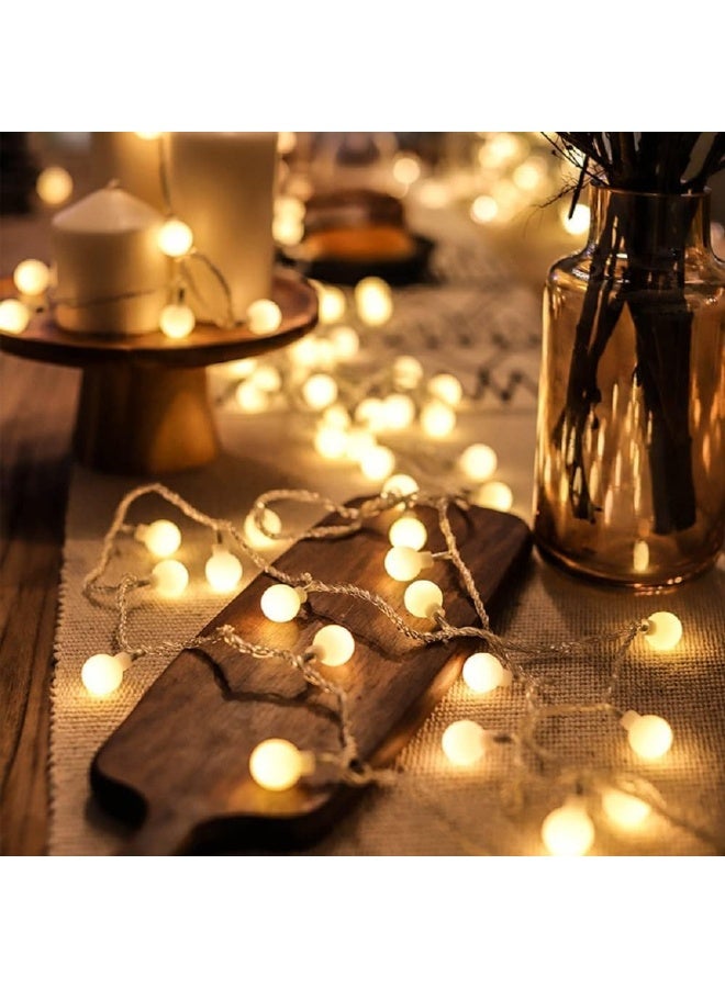 طلال أضواء سلسلة كروية LED - أضواء خرافية دافئة باللونين الأصفر والأبيض مع كرات فقاعية لامعة، أضواء سلسلة داخلية وخارجية مزخرفة لغرفة النوم، وحفلات الزفاف، والحفلات، والستائر، والفناء، وديكور المنزل في العطلات - Image 1