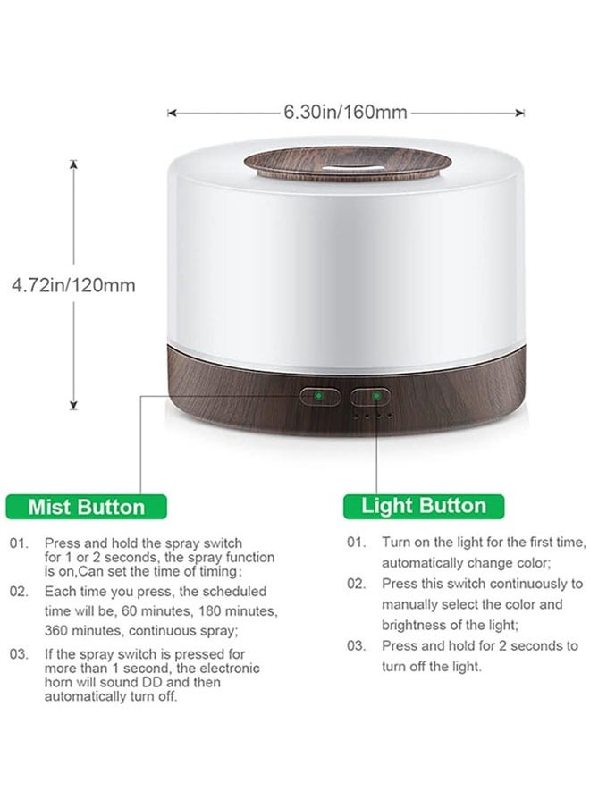 Arabest - 500ml Ultrasonic Air Humidifier, Essential Oil Diffuser, 7-color LED Light with Remote Control, Timing Setting, Suitable for Home/Office/Study - Image 1