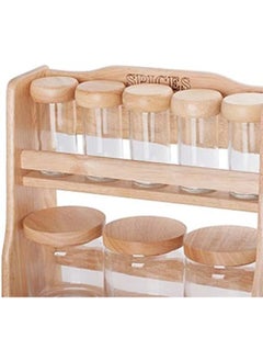 BILLI 5-Piece Spice Bottle And 3-Piece Canister Set With Holder Stand Beige/Clear 12x26.5x30centimeter  - Image 5