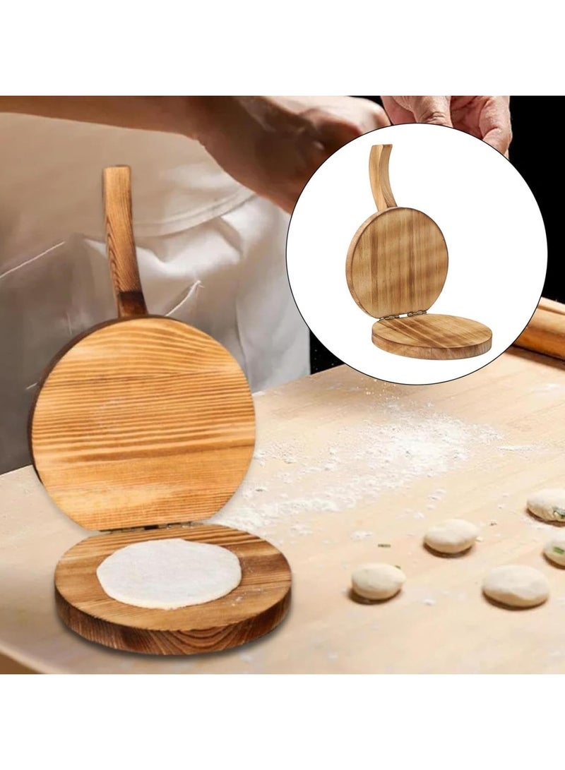 عام **مكبس تورتيلا خشبي، مكبس بيتزا وخبز مسطح يدوي، مدوّنة عجينة متعددة الوظائف للجنوكي والخبز المسطح – الأداة المثالية للمطبخ للضغط ولف العجين بدون جهد.** - Image 2