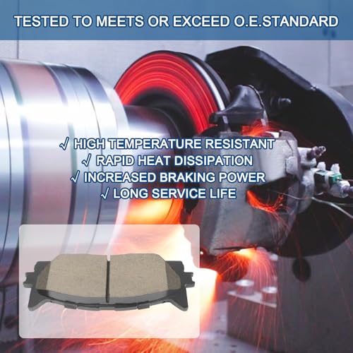 HYFTJYZ Ceramic Front Brake Pads Set Compatible with 2008-2018 Toyota Avalon,2007-2017 Toyota Camry,2007-2018 Lexus ES350,2013-2018 Lexus ES300h,Automotive Replacement Brake Pads Front,Reliable Braking Power - Image 2
