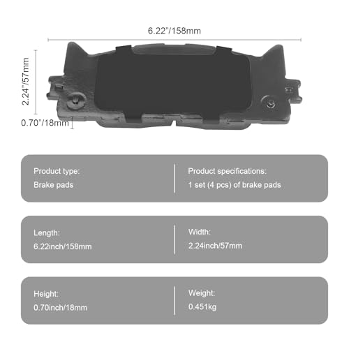 HYFTJYZ Ceramic Front Brake Pads Set Compatible with 2008-2018 Toyota Avalon,2007-2017 Toyota Camry,2007-2018 Lexus ES350,2013-2018 Lexus ES300h,Automotive Replacement Brake Pads Front,Reliable Braking Power - Image 5