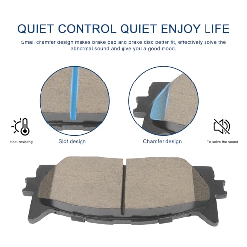 HYFTJYZ Ceramic Front Brake Pads Set Compatible with 2008-2018 Toyota Avalon,2007-2017 Toyota Camry,2007-2018 Lexus ES350,2013-2018 Lexus ES300h,Automotive Replacement Brake Pads Front,Reliable Braking Power - Image 3
