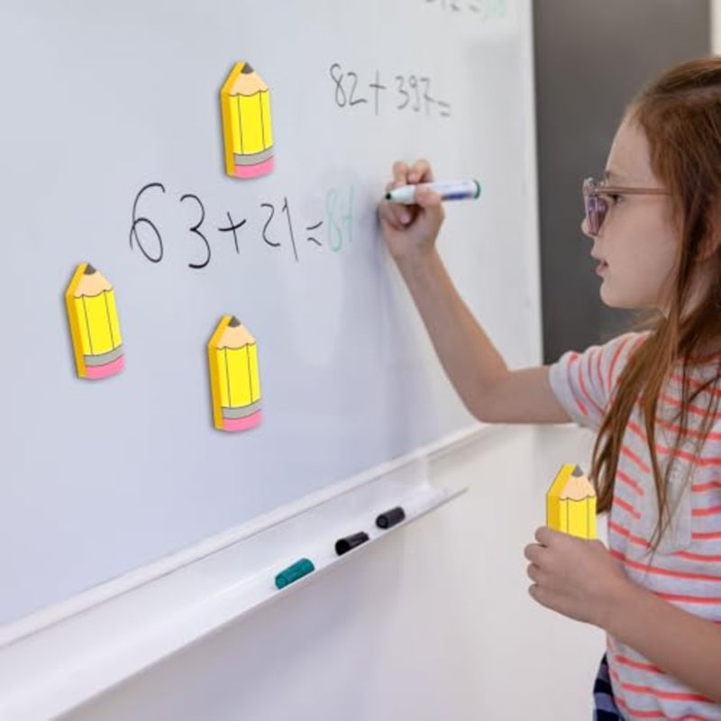 8 Pcs Back to School Pencil Shaped Magnetic Dry Erase Erasers Whiteboard Cleaning Erasers Classroom Chalkboard Wiper Cleansers Teacher School Supplies for Classroom Office Decor - Image 3